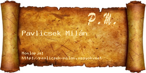 Pavlicsek Milán névjegykártya
