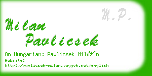 milan pavlicsek business card